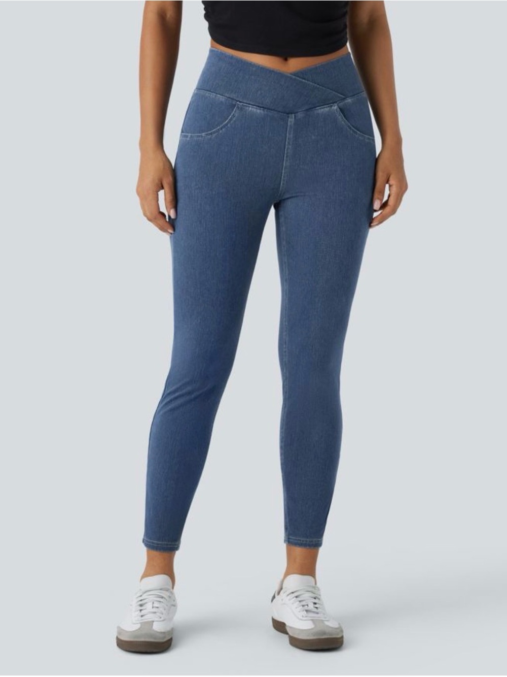 Halara Flex™ High Waisted Crossover Pockets Denim Skinny Work Leggings Small
